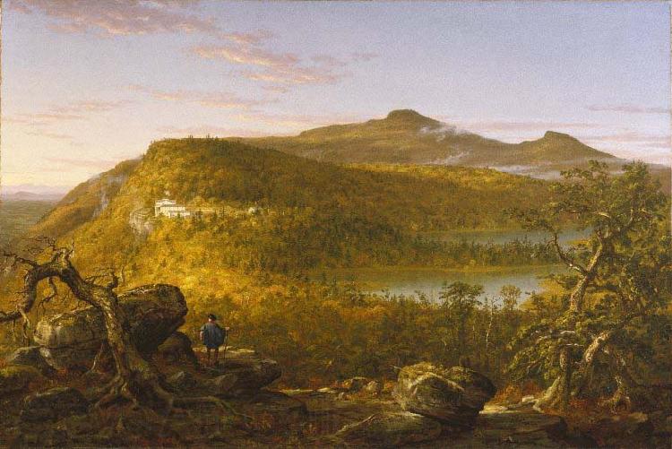 Thomas Cole A View of the Two Lakes and Mountain House, Catskill Mountains, Morning Norge oil painting art